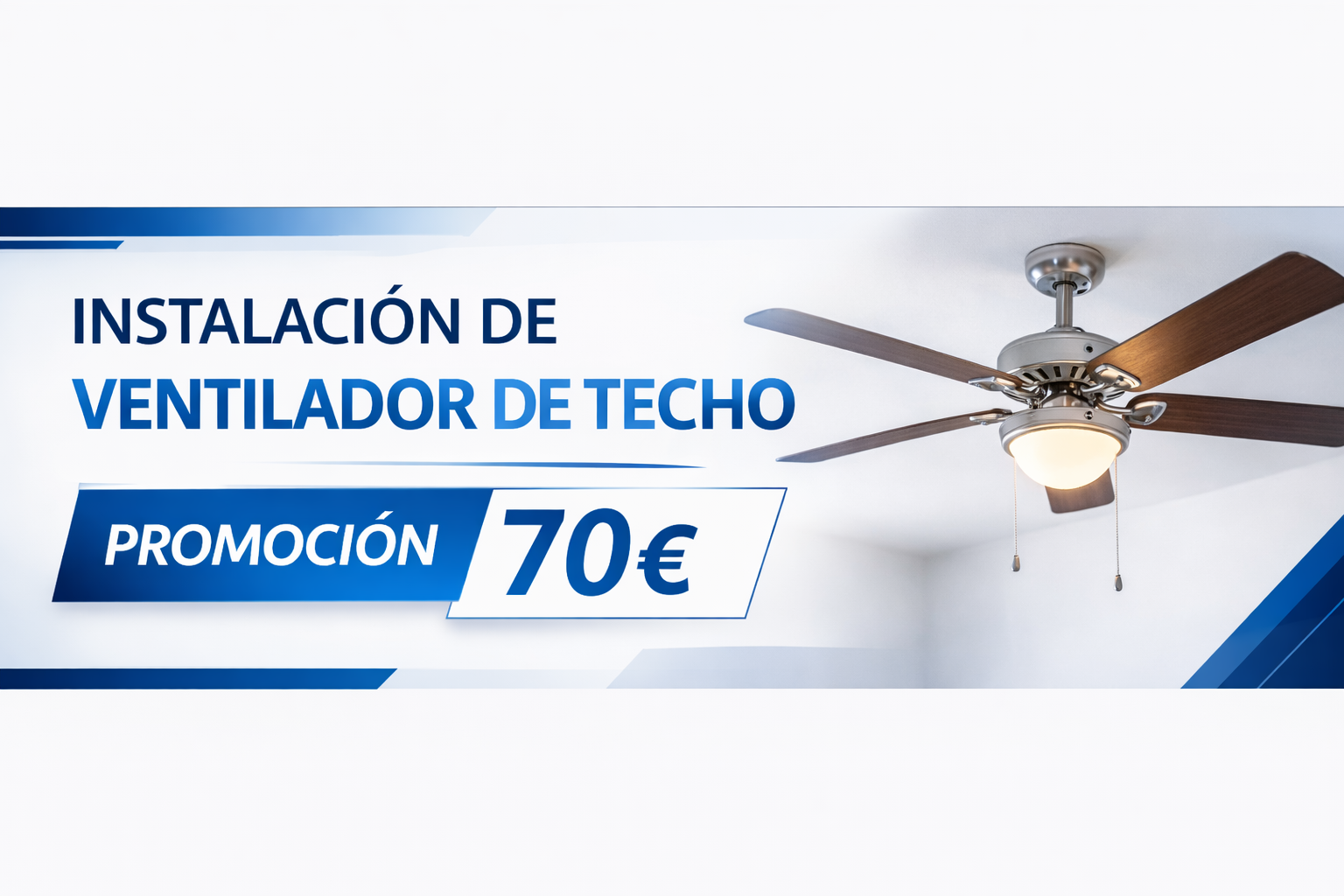 Установка потолочного вентилятора за 70 €